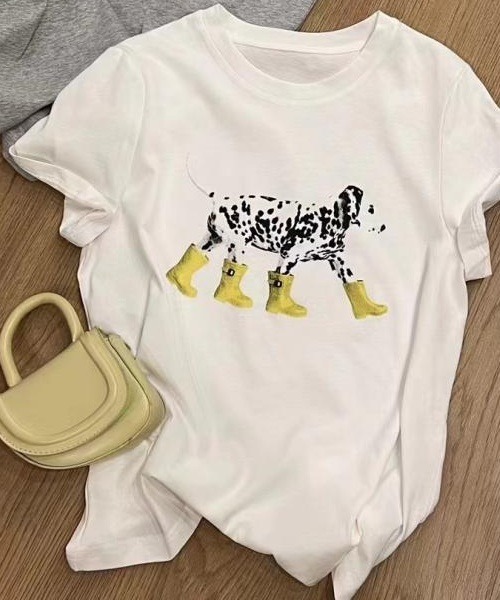 日本未入荷 UNIFREE★ダルメシアンプリント グラフィックTシャツ セール】限定展開 ダルメシアン プリント 半袖 Tシャツ（Tシャツ