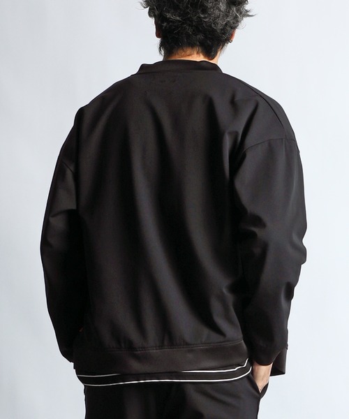 The DUFFER of ST.GEORGE（ザダファーオブセントジョージ）の「[360° THE CIRCLE STRETCH] BY WONDER SHAPE：セットアップ 軽量ジャージ素材 ノーカラーブルゾン（ブルゾン・メンズ・ブラック/ネイビー・SMALL/MEDIUM/LARGE/X-LARGE）」の8枚目の写真