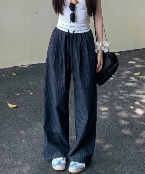 2ly2（トゥーリートゥー）の「ストリート×カジュアル！ゆったりチェックワイドパンツ（その他パンツ・レディース・ブラック/ベージュ/ブラック×ホワイト・FREE）」の6枚目の写真