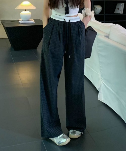 2ly2（トゥーリートゥー）の「ストリート×カジュアル！ゆったりチェックワイドパンツ（その他パンツ・レディース・ブラック/ベージュ/ブラック×ホワイト・FREE）」の10枚目の写真