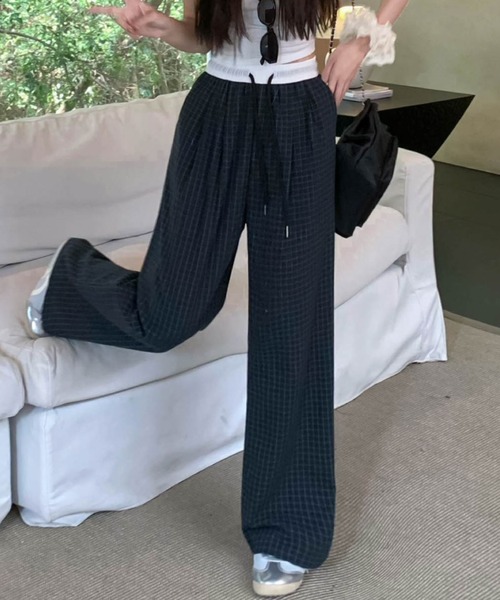 2ly2（トゥーリートゥー）の「ストリート×カジュアル！ゆったりチェックワイドパンツ（その他パンツ・レディース・ブラック/ベージュ/ブラック×ホワイト・FREE）」の5枚目の写真