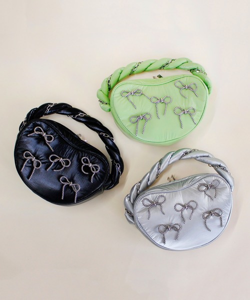 Casselini(キャセリーニ)の「Casselini(キャセリーニ)チェーンリボンバッグ(ハンドバッグ・レディース・ブラック/レッド/シルバー・FREE)」の22枚目の写真