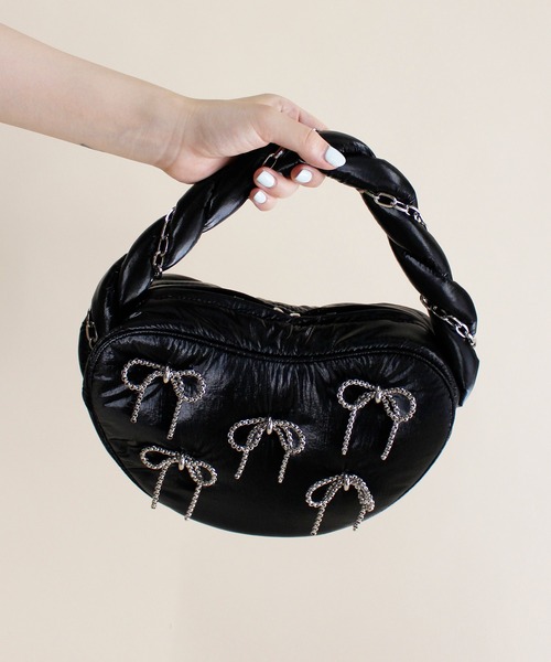 Casselini(キャセリーニ)の「Casselini(キャセリーニ)チェーンリボンバッグ(ハンドバッグ・レディース・ブラック/レッド/シルバー・FREE)」の21枚目の写真