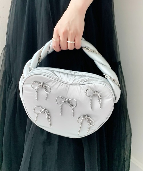 Casselini(キャセリーニ)の「Casselini(キャセリーニ)チェーンリボンバッグ(ハンドバッグ・レディース・ブラック/レッド/シルバー・FREE)」の19枚目の写真