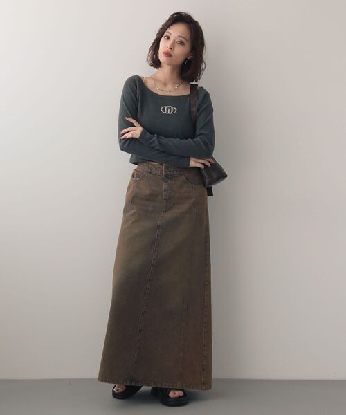 EGOIST（エゴイスト）の「EGOISTピグメントリブプルオーバー（Tシャツ/カットソー・レディース・オレンジ/ライトベージュ/グレー・FREE）」の12枚目の写真