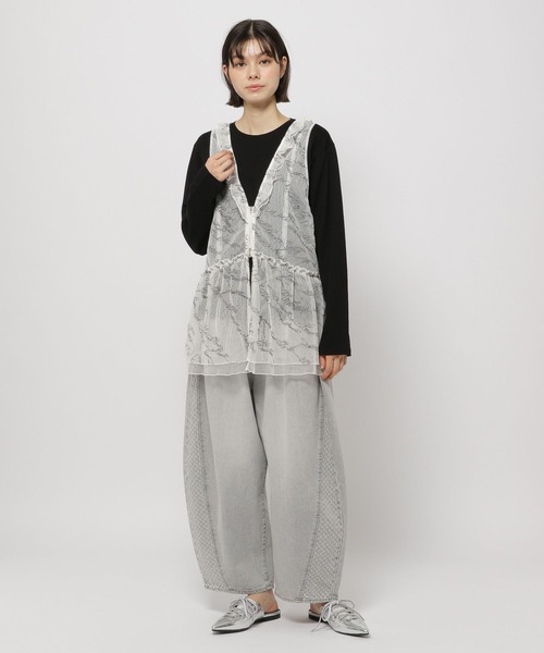 niko and...（ニコアンド）の「アソートフリルチュールベスト（ベスト・レディース・オフホワイト/ブラック/ベージュ/ライトグレー・FREE）」の8枚目の写真