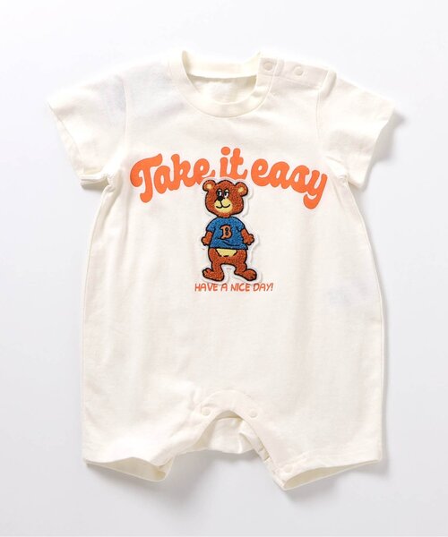 BREEZE（ブリーズ）の「アニマルカレッジロンパス（ロンパース・キッズ・ネイビー/イエロー/グリーン/ピンク/オフホワイト・70/80）」の2枚目の写真