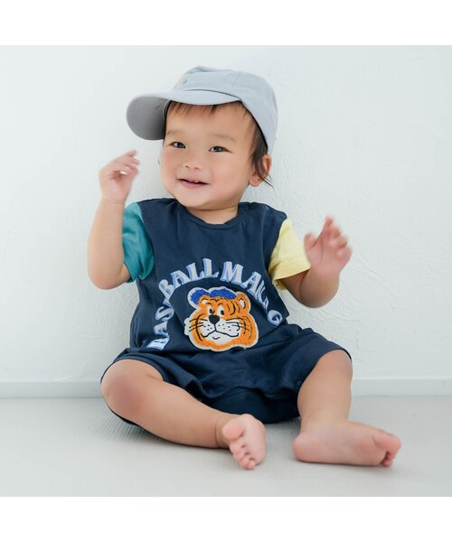 BREEZE（ブリーズ）の「アニマルカレッジロンパス（ロンパース・キッズ・ネイビー/イエロー/グリーン/ピンク/オフホワイト・70/80）」の6枚目の写真