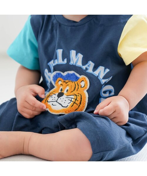 BREEZE（ブリーズ）の「アニマルカレッジロンパス（ロンパース・キッズ・ネイビー/イエロー/グリーン/ピンク/オフホワイト・70/80）」の8枚目の写真