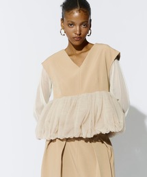 ANDRESD（アンドレスド）の「ペプラムチュールセットアップパンツドレス / peplum tulle set up pants dress（パンツドレス）」