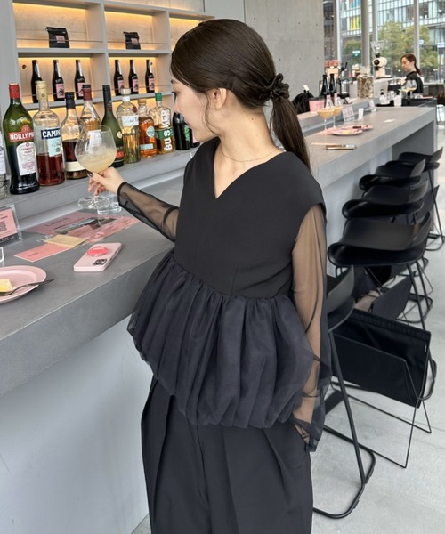 peplum tulle set up pants dress ペプラムチュールセットアップパンツ 