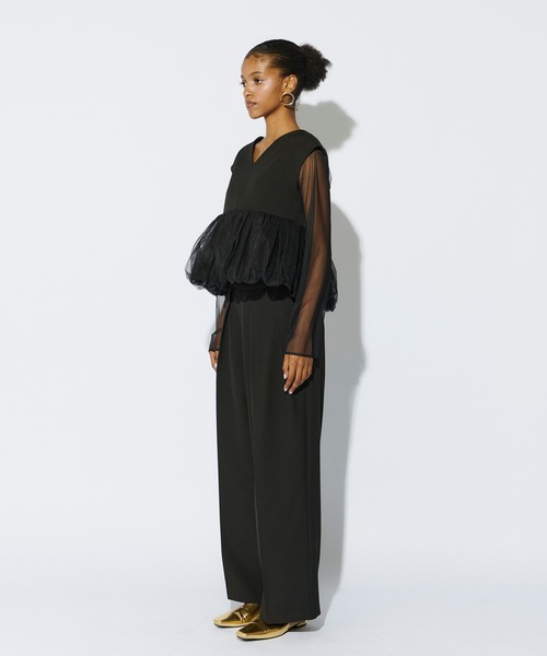 セール】peplum tulle set up pants dress ペプラムチュール
