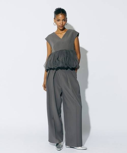 スーツ・フォーマル・ドレス ANDRESD /peplum tulle set up pants dress セール】peplum tulle set up pants dress ペプラムチュール