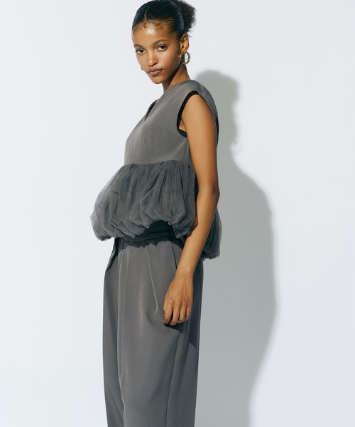 セール】ペプラムチュールセットアップパンツドレス / peplum tulle