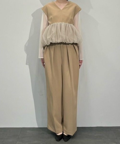 スーツ・フォーマル・ドレス ANDRESD /peplum tulle set up pants dress セール】peplum tulle set up pants dress ペプラムチュール
