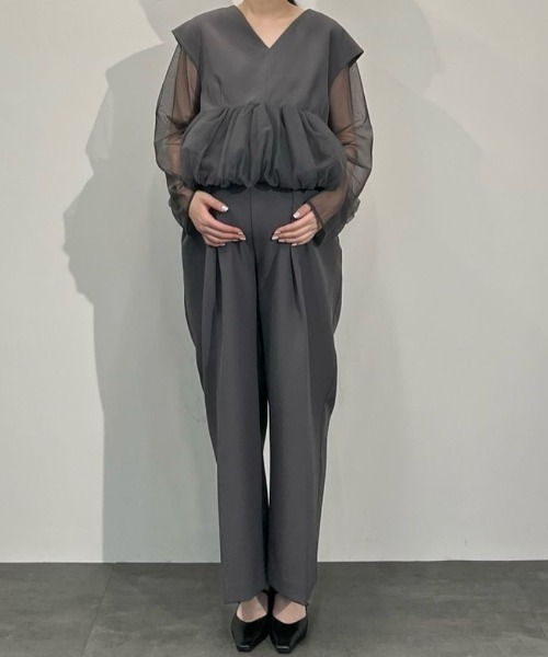 セール】peplum tulle set up pants dress ペプラムチュール