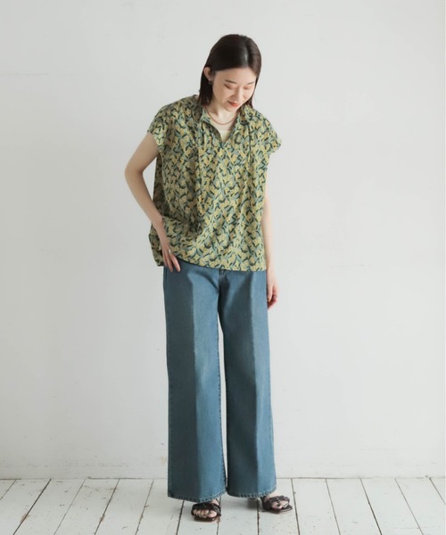 NOMBRE IMPAIR(ノンブルアンペール)の「リンドウPT スキッパーフレンチブラウス(シャツ/ブラウス・レディース・カーキ/チャコールグレー・FREE)」の14枚目の写真