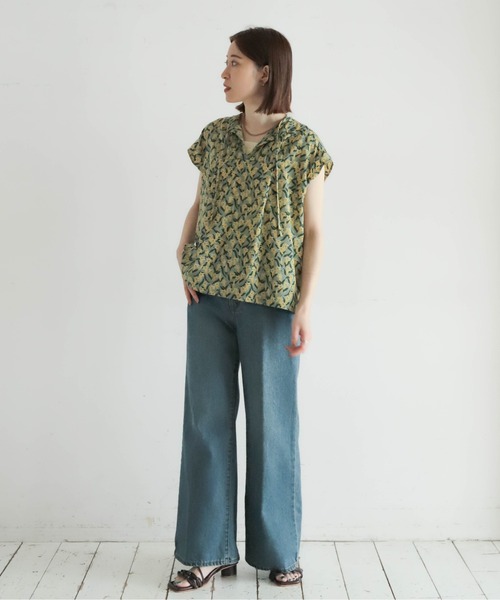 NOMBRE IMPAIR(ノンブルアンペール)の「リンドウPT スキッパーフレンチブラウス(シャツ/ブラウス・レディース・カーキ/チャコールグレー・FREE)」の10枚目の写真