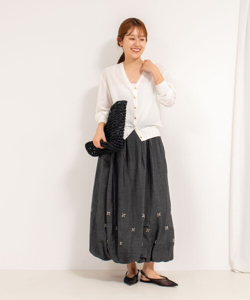 ノーリーズ シフォンVネックカーディガン 38サイズ 手洗い可能》シフォンVネックカーディガン（カーディガン/ボレロ