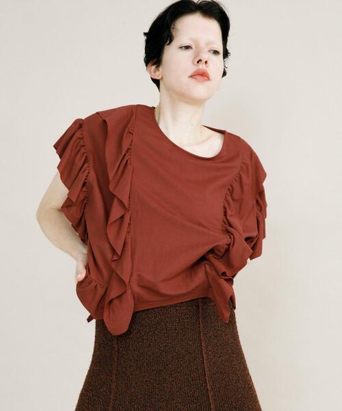 LAATO(ラート)の「frill frill tee(Tシャツ/カットソー・レディース・ホワイト/ブラウン/ダークグレー/グレー/ブルー系その他・FREE)」の15枚目の写真