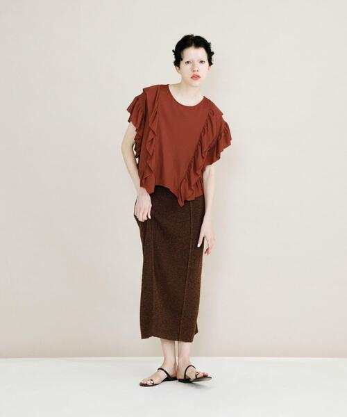 LAATO(ラート)の「frill frill tee(Tシャツ/カットソー・レディース・ホワイト/ブラウン/ダークグレー/グレー/ブルー系その他・FREE)」の16枚目の写真