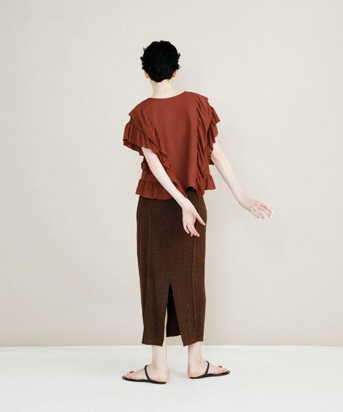 LAATO(ラート)の「frill frill tee(Tシャツ/カットソー・レディース・ホワイト/ブラウン/ダークグレー/グレー/ブルー系その他・FREE)」の17枚目の写真