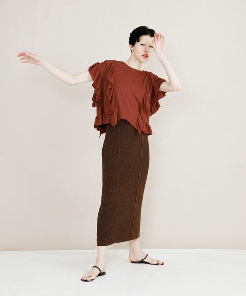 LAATO(ラート)の「frill frill tee(Tシャツ/カットソー・レディース・ホワイト/ブラウン/ダークグレー/グレー/ブルー系その他・FREE)」の18枚目の写真