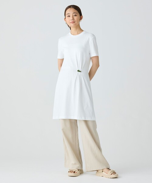 すぐ届く [LACOSTE] ワニロゴプリーツTシャツドレス セール】ワニロゴプリーツTシャツドレス /ワンピース