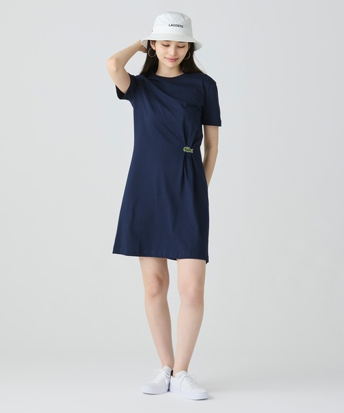 すぐ届く [LACOSTE] ワニロゴプリーツTシャツドレス セール】ラコステ LACOSTE ワニロゴプリーツTシャツドレス