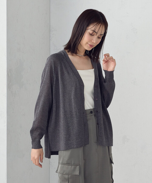 COMME CA ISM(コムサイズム)の「リネン混カーディガン(カーディガン/ボレロ・レディース・キナリ/ブルー/チャコール・FREE)」の1枚目の写真