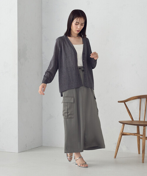 COMME CA ISM(コムサイズム)の「リネン混カーディガン(カーディガン/ボレロ・レディース・キナリ/ブルー/チャコール・FREE)」の9枚目の写真