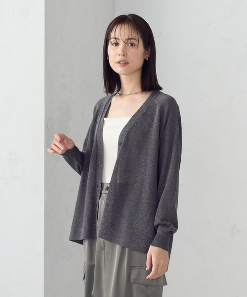 COMME CA ISM(コムサイズム)の「リネン混カーディガン(カーディガン/ボレロ・レディース・キナリ/ブルー/チャコール・FREE)」の12枚目の写真