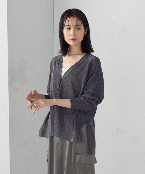 COMME CA ISM(コムサイズム)の「リネン混カーディガン(カーディガン/ボレロ・レディース・キナリ/ブルー/チャコール・FREE)」の14枚目の写真