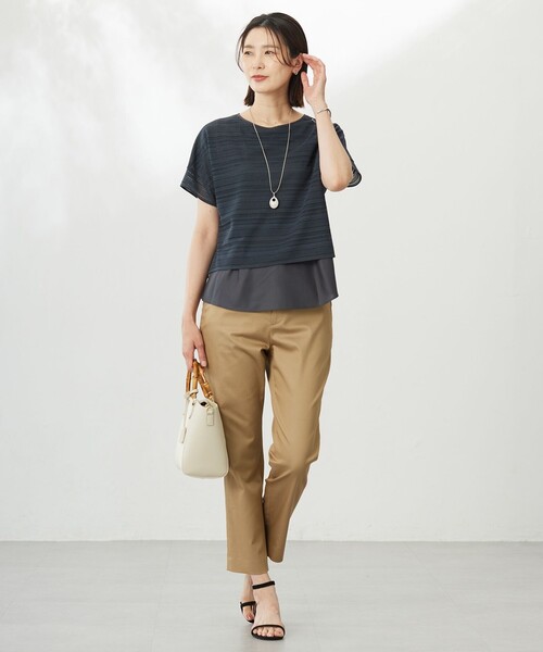 J.PRESS(ジェイプレス)の「【WEB限定・洗える】シャンブレーサテン テーパード パンツ(その他パンツ・レディース・ベージュ系/ダルブルー系/黄土色系/ネイビー系・7/9/11/13)」の11枚目の写真