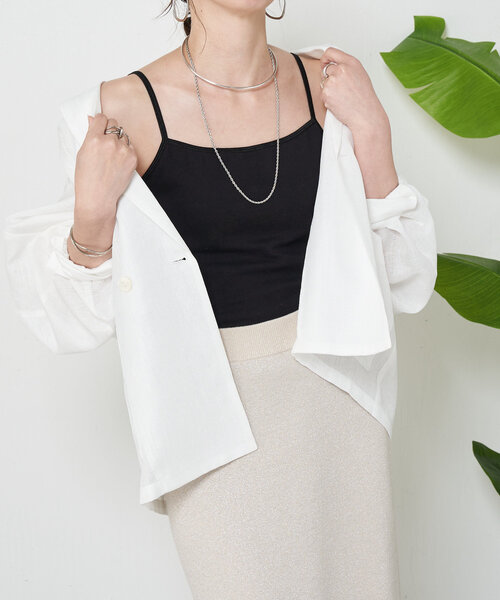 Jena espace merveilleux（ジェナ　エスパスメルヴェイユ）の「カップ付きキャミソール（キャミソール・レディース・グレー/ブラック/オフホワイト・FREE）」の7枚目の写真