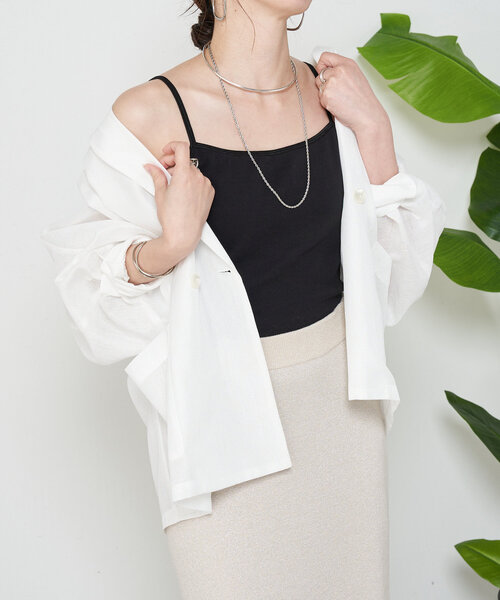 Jena espace merveilleux（ジェナ　エスパスメルヴェイユ）の「カップ付きキャミソール（キャミソール・レディース・グレー/ブラック/オフホワイト・FREE）」の8枚目の写真