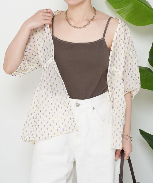 Jena espace merveilleux（ジェナ　エスパスメルヴェイユ）の「カップ付きキャミソール（キャミソール・レディース・グレー/ブラック/オフホワイト・FREE）」の10枚目の写真