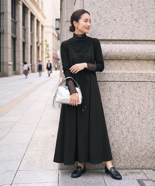 STYLE DELI(スタイルデリ)の「【Made in JAPAN】チュールアクセントリブトップス(Tシャツ/カットソー・レディース・ホワイト/ネイビー/ブラック・MEDIUM)」の4枚目の写真