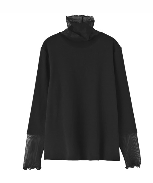 STYLE DELI(スタイルデリ)の「【Made in JAPAN】チュールアクセントリブトップス(Tシャツ/カットソー・レディース・ホワイト/ネイビー/ブラック・MEDIUM)」の11枚目の写真