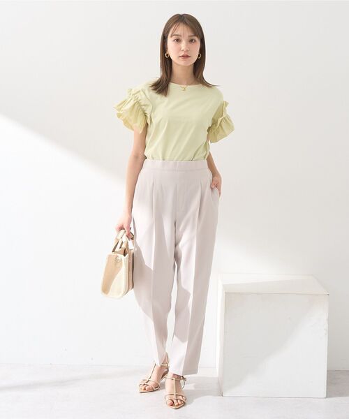 【新品 未使用】ソーノ sono クルーフリルスリーカットソー ギャザーフリル Sono（ソーノ）の「クルーフリルスリーブカットソー（Tシャツ