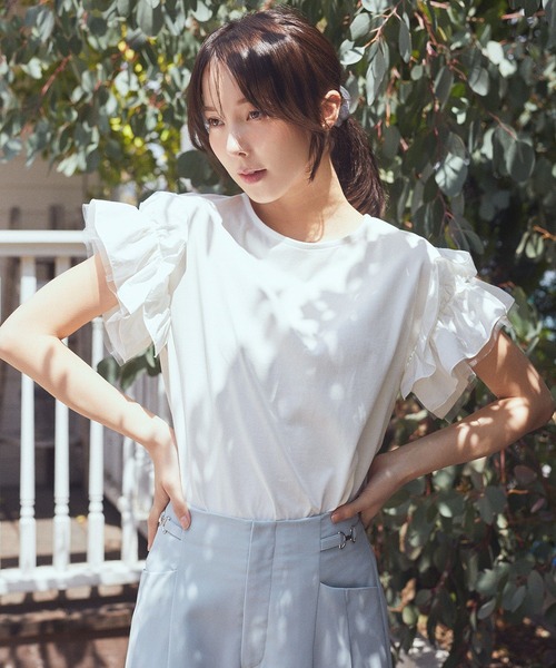 tシャツ FRILL GATHER TOPS/フリルギャザートップス レディース 50%OFF】gather frill Ts ～ｷﾞｬｻﾞｰﾌﾘﾙﾃｨｰｽﾞ | flower／フラワー