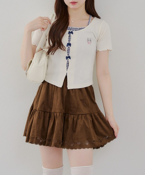 Another Branch olive des olive(アナザーブランチオリーブデオリーブ)の「リボンドッキングカーディガン(Tシャツ/カットソー・レディース・サックスブルー/アイボリー/ネイビー/レッド・FREE)」の5枚目の写真