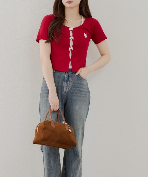 Another Branch olive des olive(アナザーブランチオリーブデオリーブ)の「リボンドッキングカーディガン(Tシャツ/カットソー・レディース・サックスブルー/アイボリー/ネイビー/レッド・FREE)」の16枚目の写真