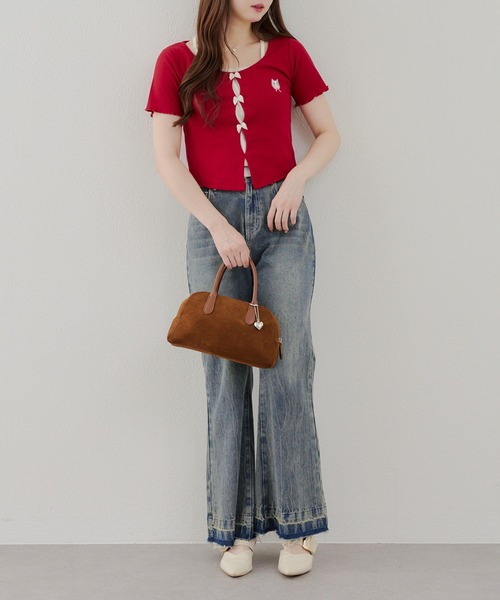 Another Branch olive des olive(アナザーブランチオリーブデオリーブ)の「リボンドッキングカーディガン(Tシャツ/カットソー・レディース・サックスブルー/アイボリー/ネイビー/レッド・FREE)」の22枚目の写真