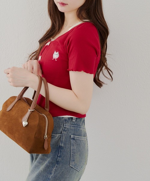 Another Branch olive des olive(アナザーブランチオリーブデオリーブ)の「リボンドッキングカーディガン(Tシャツ/カットソー・レディース・サックスブルー/アイボリー/ネイビー/レッド・FREE)」の18枚目の写真