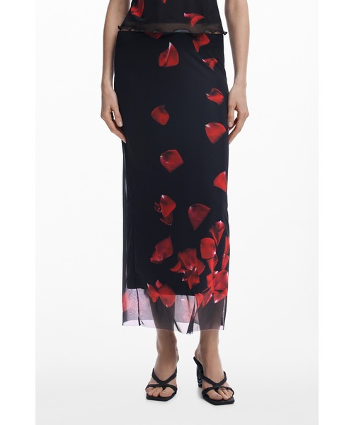 Desigual（デシグアル）の「【Desigual x Tyler McGillivary】ローズペタル マキシスカート ブラック（スカート・レディース・ブラック・M/L/XL/XS/S）」の7枚目の写真
