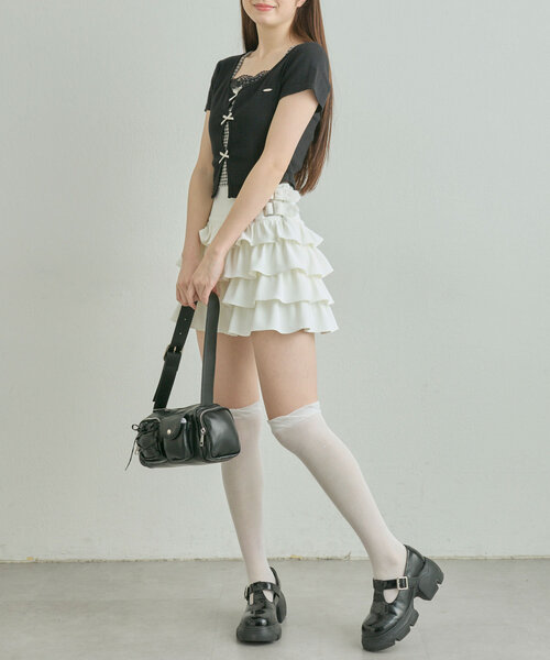 OLIVE des OLIVE（オリーブデオリーブ）の「シアルーズソックス（ソックス/靴下・レディース・ホワイト/ブラック・FREE）」の6枚目の写真