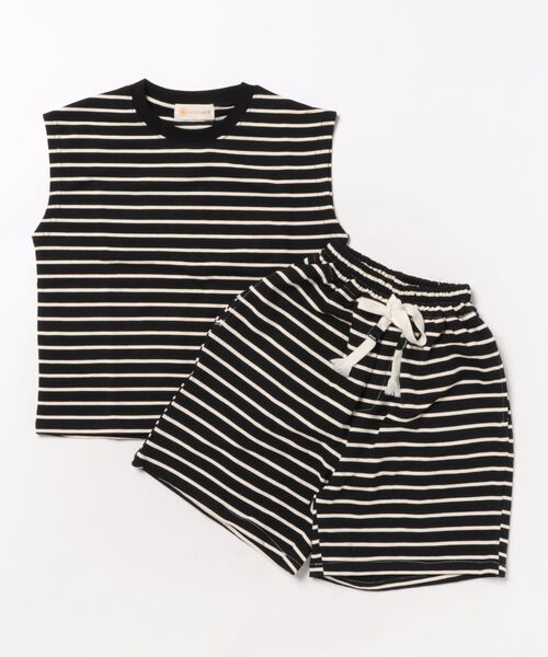 aimoha(アイモハ)の「【aimoha-KIDS-】ボーダーTシャツセットアップ (SS)(セットアップ・キッズ・ブラック・110/120/130/140/150)」の15枚目の写真