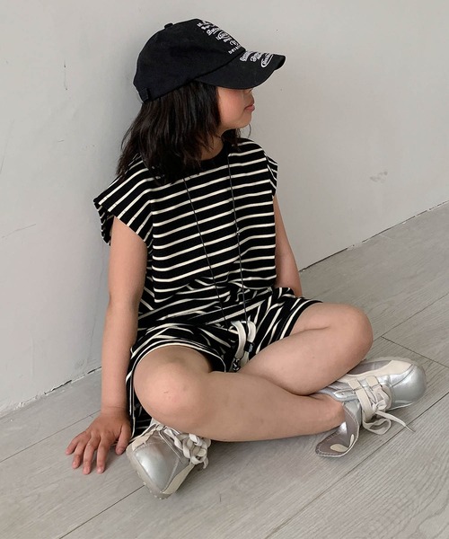 aimoha(アイモハ)の「【aimoha-KIDS-】ボーダーTシャツセットアップ (SS)(セットアップ・キッズ・ブラック・110/120/130/140/150)」の9枚目の写真