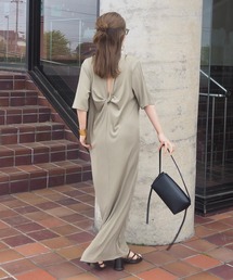 LAULEN | back open twist long dress /バックオープン ツイスト 半袖 ロング ワンピース(ワンピース)